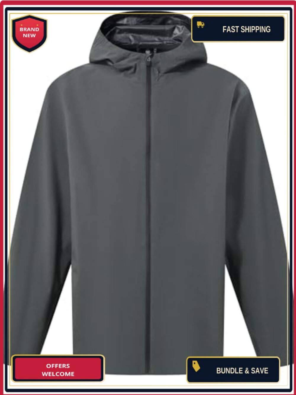 Men's Waterproof Rain Jacket with Hood Lightweight Windbreaker for Golf Hiking